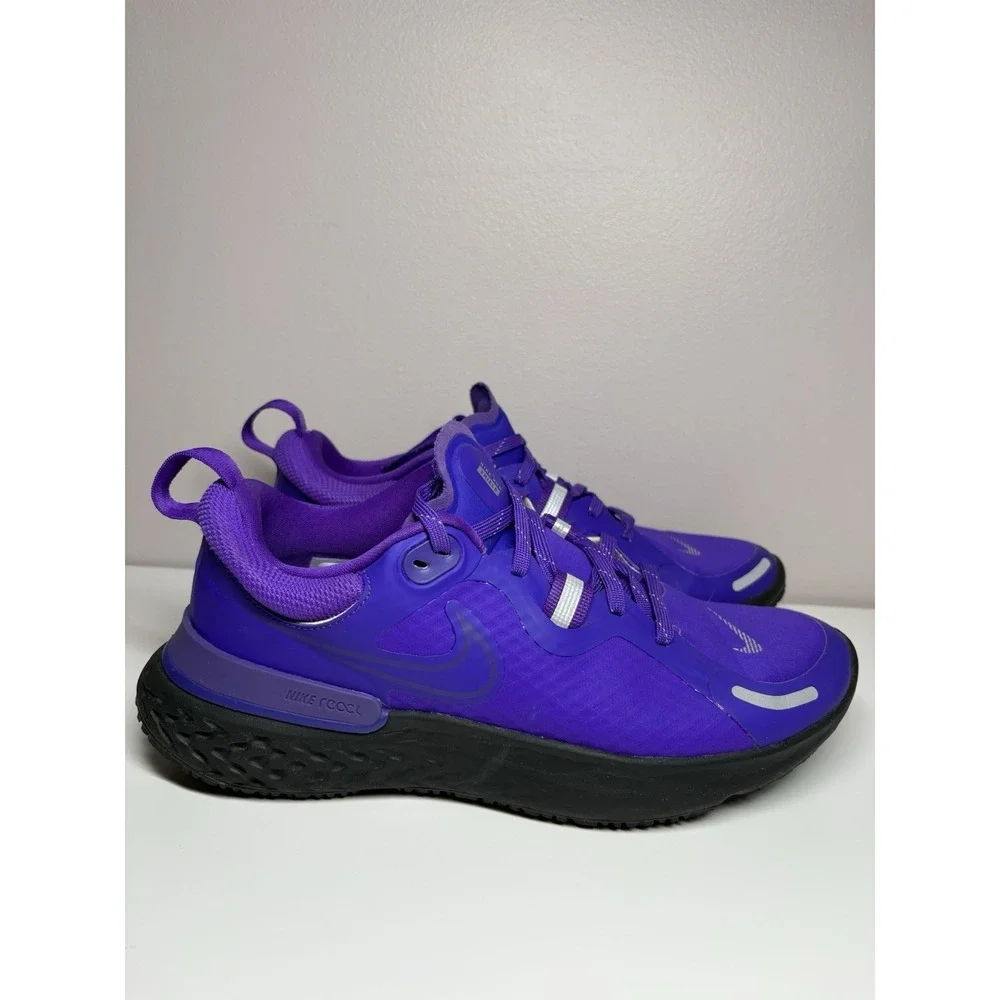 Nike React Miler 2 Shield Black Purple Weatherized Shoes Men's 6.5/Women's‎ 8
